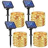 btfarm 4 Pack Solar String Lights Outdoor - Total 132FT 320LED Solar Fairy Lights Outside Waterproof 8 Modes, Copper Wire Solar Powered Twinkle Light for Garden Tree Christmas Wedding Party,Warm White...