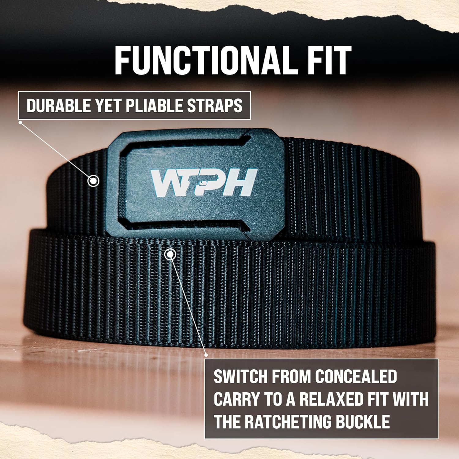 We The People Holsters - Tactical Gun Belt with Ratcheting Buckle - Adjustable Tactical Gun Belt for Concealed Carry - Heavy Duty - Secure Fit - Comfortable - Made of Reinforced Nylon