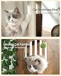 FourFurPets Grand arbre de chat avec feuilles, Tour de chat de 72.8 pouces pour chats intérieurs, Arbre de chat moderne avec poste de scratching, Grand perche, tunnel, boule à balançoire, auto-groomère, Greige