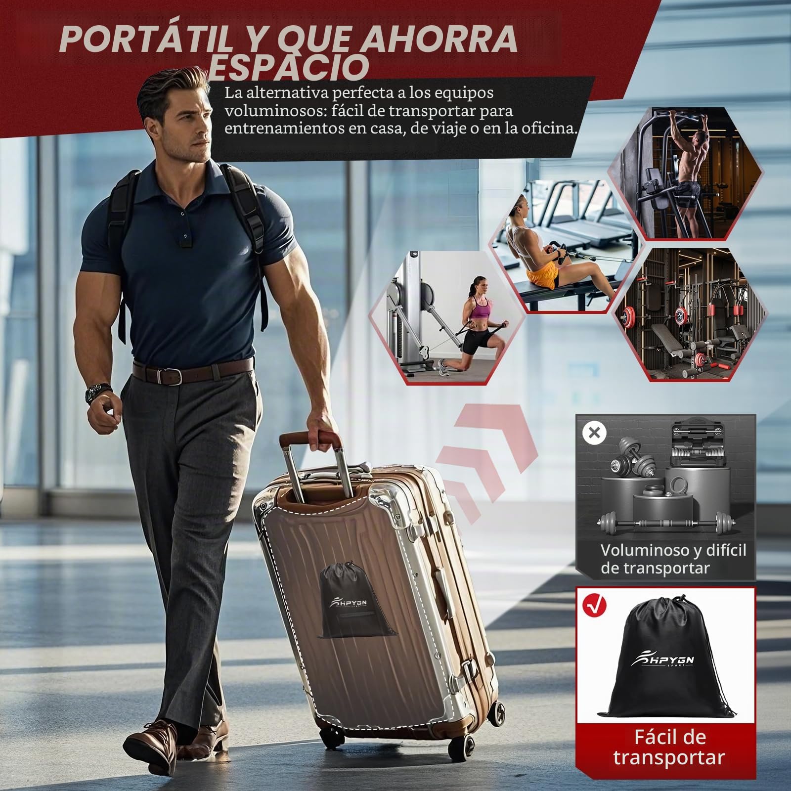 Juego de bandas de resistencia, 5 grosores, con asas, correas de tobillo y anclaje para puerta, mochila portátil, para interior, hogar, gimnasio y exterior