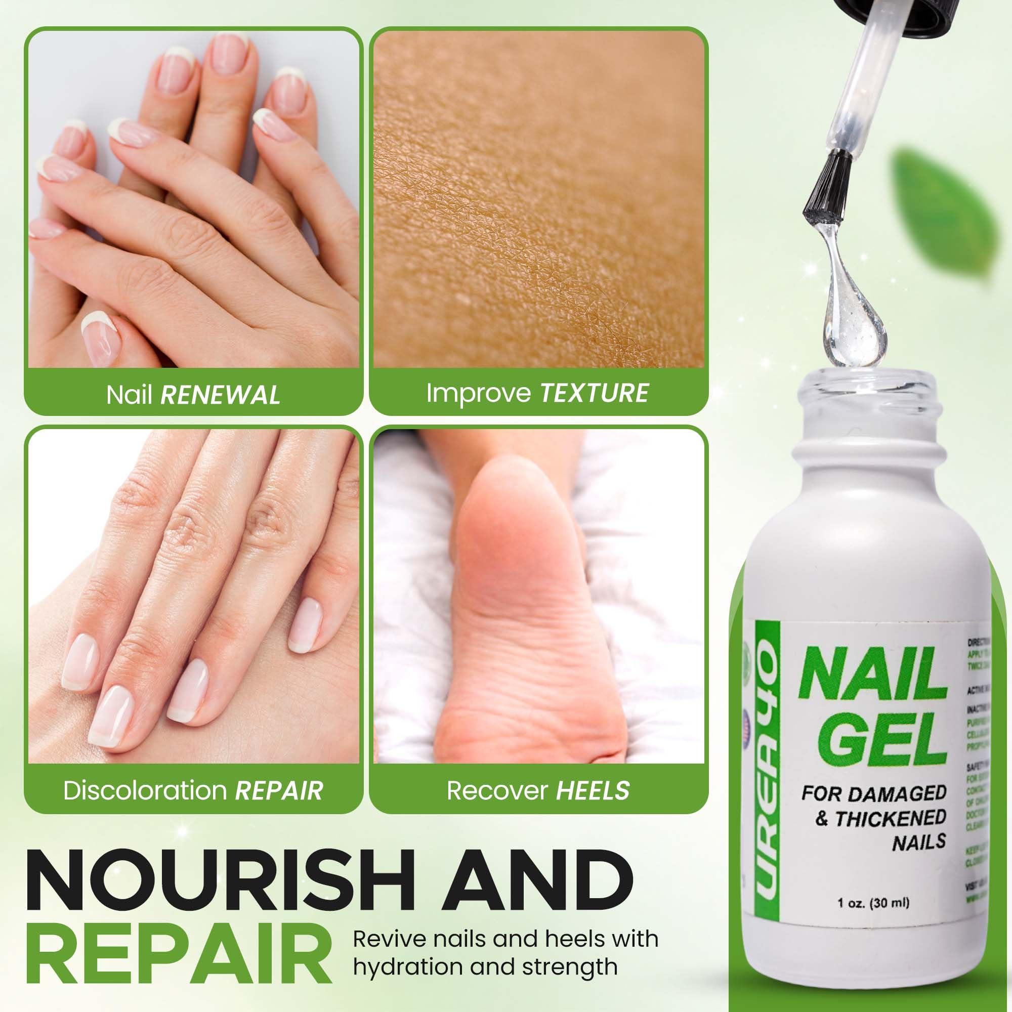 Urea żel do paznokci 1 uncja 40% mocznika Hard Nail Softener Szybkoschnący Anti-Pille do miękkich i łamliwych paznokci do paznokci i paznokci u stóp Top Creme Easy Brush Applicator