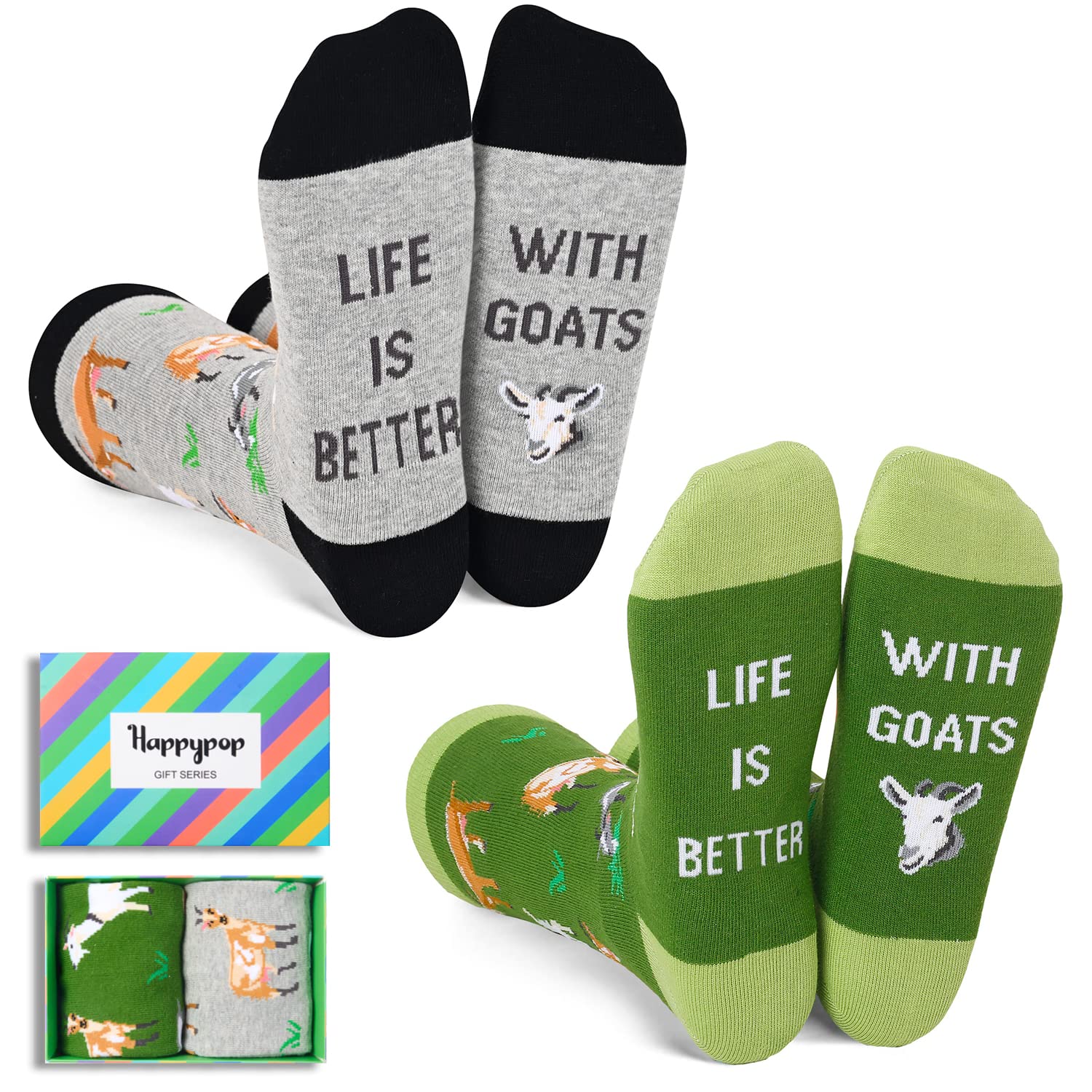 HAPPYPOPFunny Animal Ideas Gifts - Dog Women Gifts, Cat Lover Socks, Goat Chicken Socks