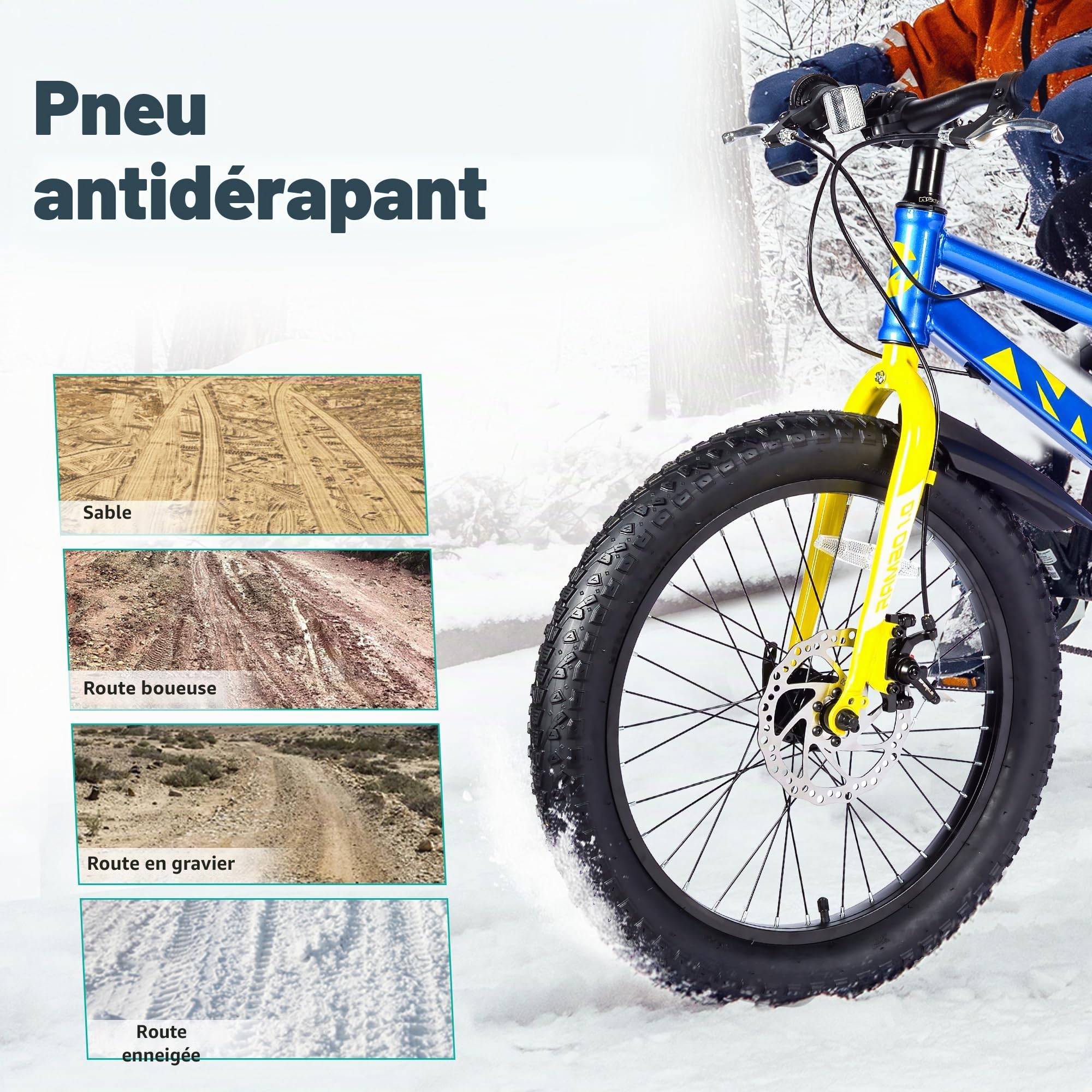 MEGHNA Pneu de vélo électrique 16/20/26 x 3,0" compatible avec 76-305/76-406/76-559 VTT/Fat Tires/Snow&Electric Bike
