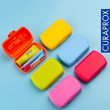 مجموعة سفر Curaprox - فرشاة أسنان CS 5460 مع معجون أسنان Be You | 2 فرشاة CPS Prime بين الأسنان 07 و09 | مجموعة العناية بالأسنان 9.5 سم x 6 سم | أزرق