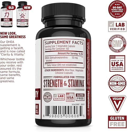 Miniatura 2 de Zhou Nutrition Zhou Dhea 50 mg  Fórmula de equilibrio hormonal para mujeres y hombres  Envejecimiento saludable  No GMO  60 cápsulas de vegetación