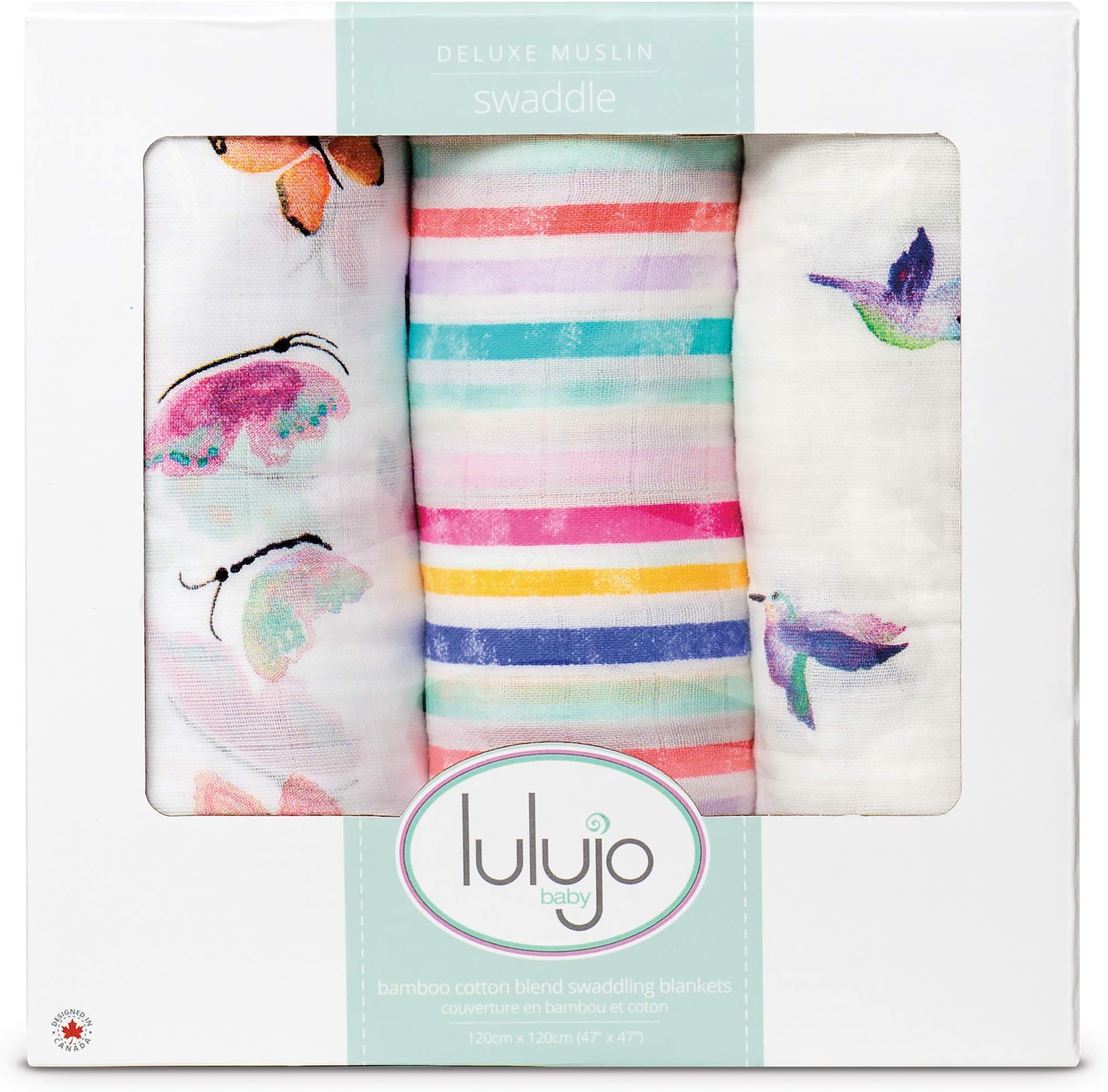 Lulujo Baby 100 Cotton Muslin Swaddle Blanket, 47 x 47