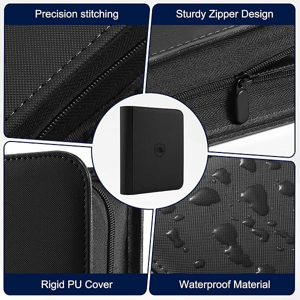 Toploader Sammelkarten Album für 288 Toploader, 108 Toploaders Inklusive, Premium-PU-Cover Kartenordner für 3" x 4" Rigid Toploader, Ringloses beidseitiges Toploader-Sammelalbum für TCG & Sportkarten - 5