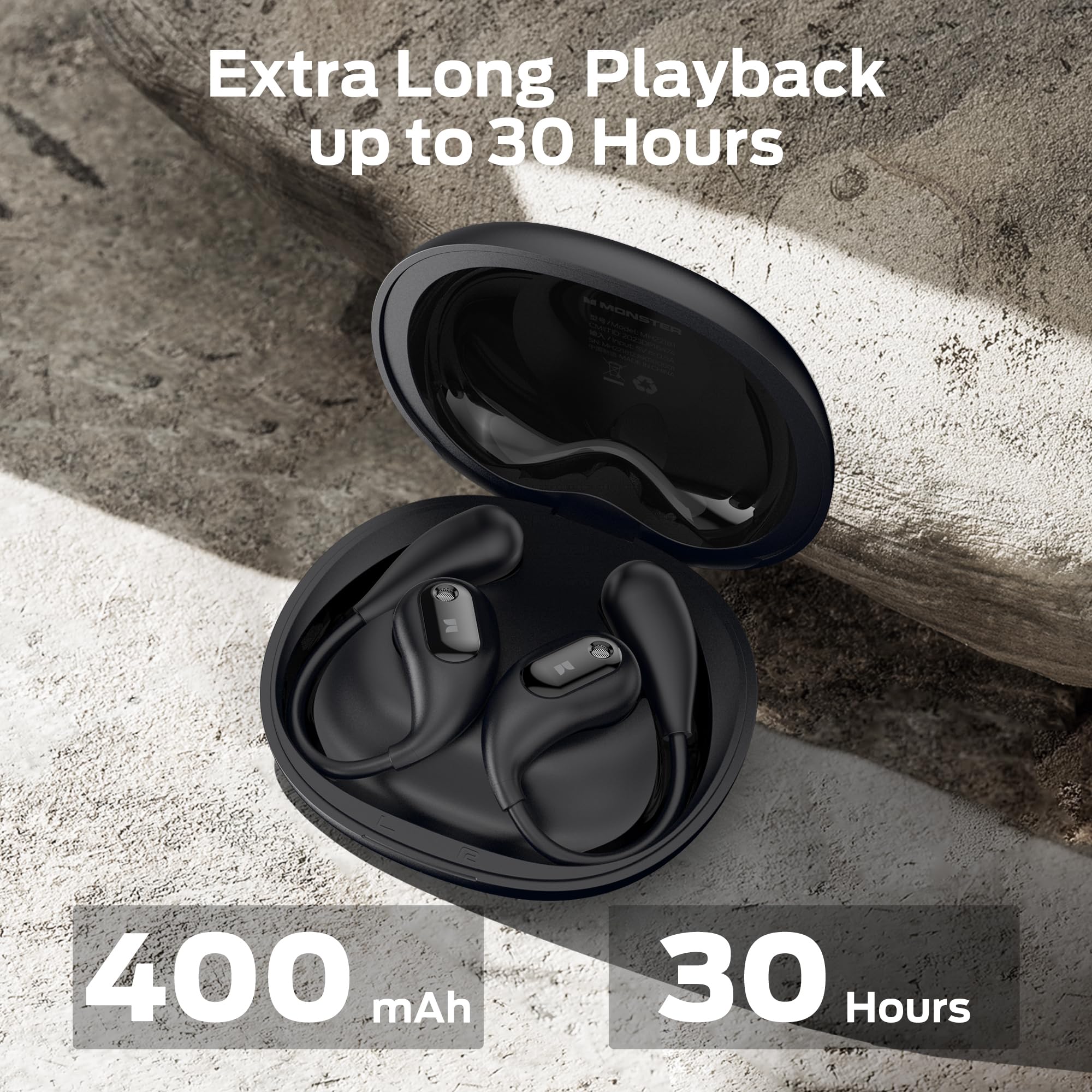 Monster Open Ear AC210 Headphones, Bluetooth 5.4 Earphones Stereo Sound, Wireless Headphones 30 Hours Playback,for Gift,Back - 4