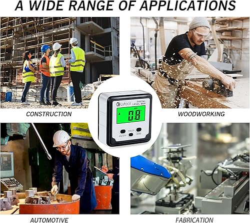 Miniatura 4 de Herramienta digital de búsqueda de ángulos, medidor de ángulo Lytool Herramienta de nivel electrónico con nivel de burbuja y base magnética,