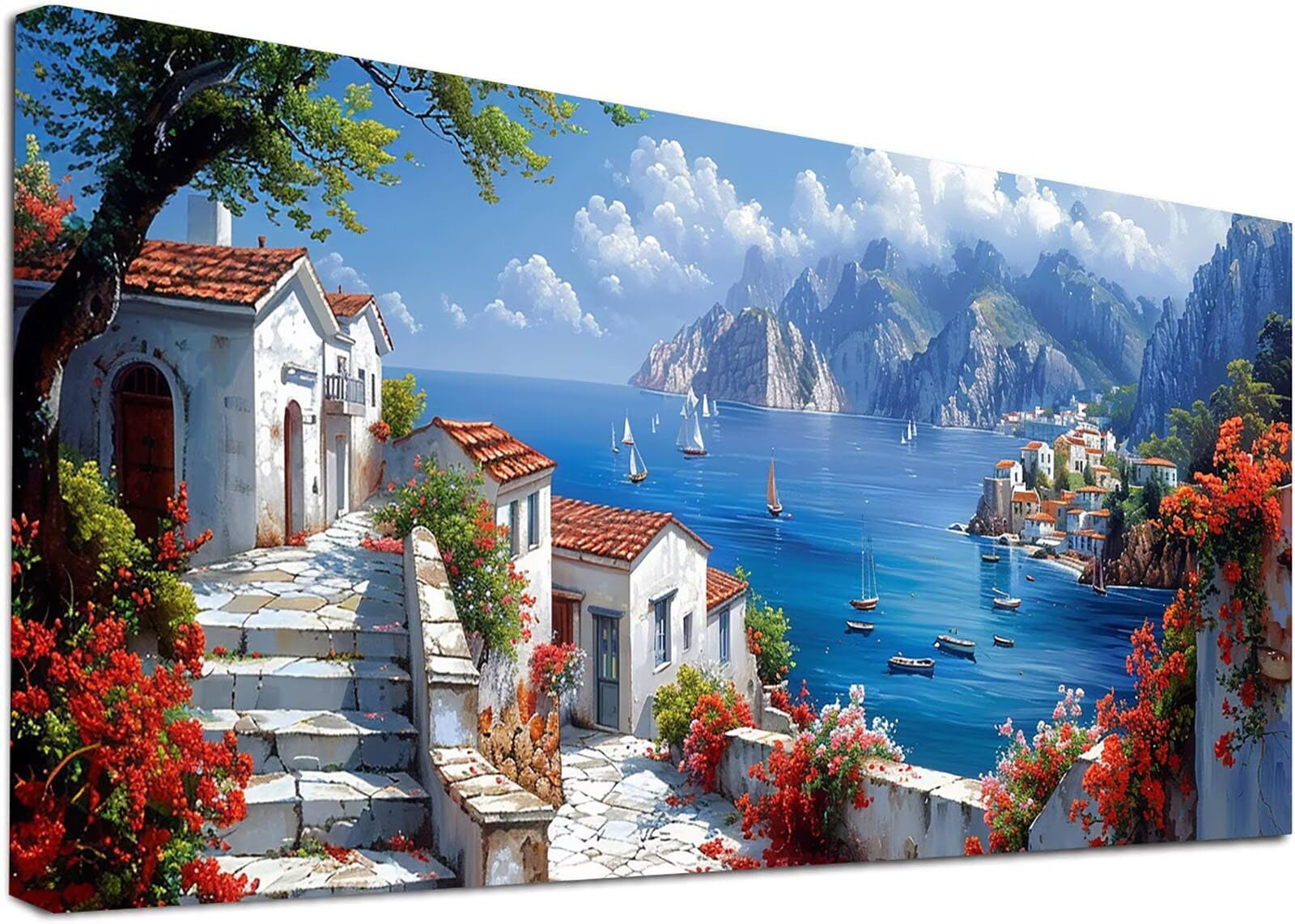 Diamond Painting Duża żaglówka, 5D Diamentowe malowanie dla dorosłych Krajobraz, DIY Haft krzyżykowy Zestaw do haftu krzyżykowego, Diamentowe malowanie DIY dla dorosłych, Dekoracja domu Prezent