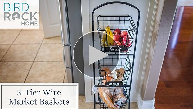 ★ Akari ★ WALLABY BASKET STAND Black Amazon.com: BIRDROCK HOME 3-Tier Wire Market Basket Stand w