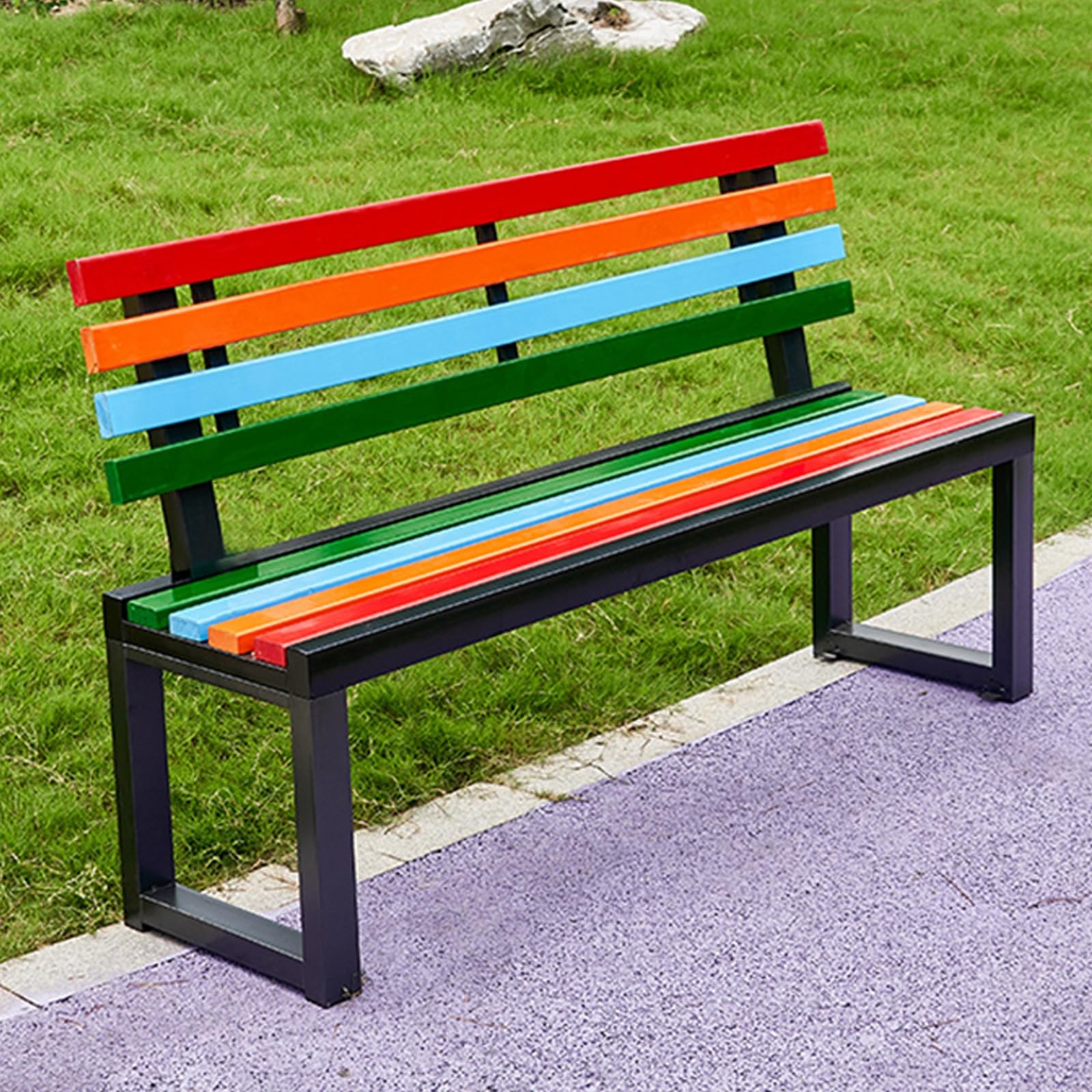 Banc de parc d'extérieur en bois massif grand mobilier de terrasse