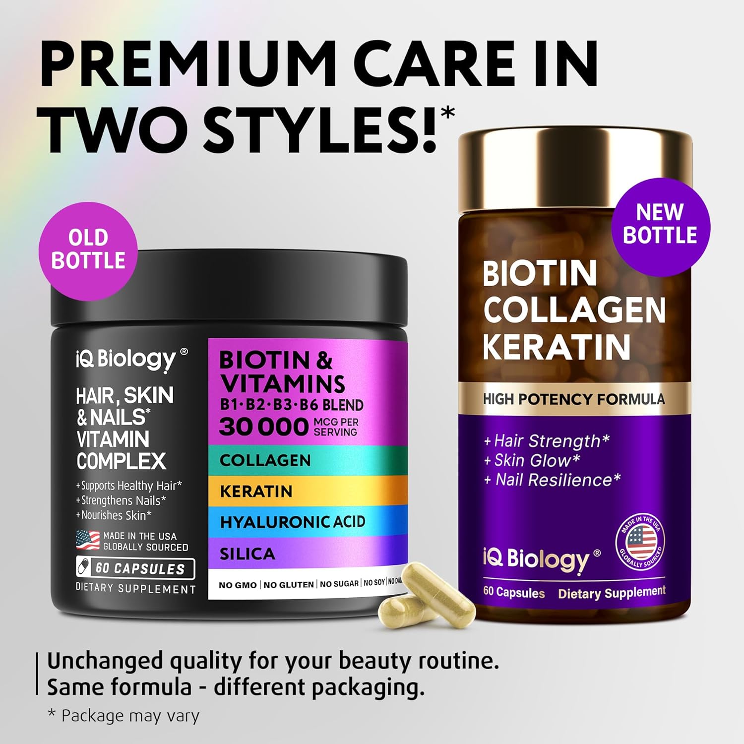 Biotin for Hair Growth Women & Men with Keratin, Collagen Complex 30000 mcg - Capsules for Hair Loss & Stronger Thickness - Skin & Nails Vitamins, Biotin 10000mcg and Collagen Supplements - 60 Pills - Image 3