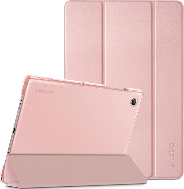 CACOE Case for Samsung Galaxy Tab A8 10.5 2021 Tablet (SM-X205N/ X200N), Ultra Slim Folding Hard Back Shell Stand Cover for Samsung Tab A8 10.5 Inch Tablet, Rose Gold