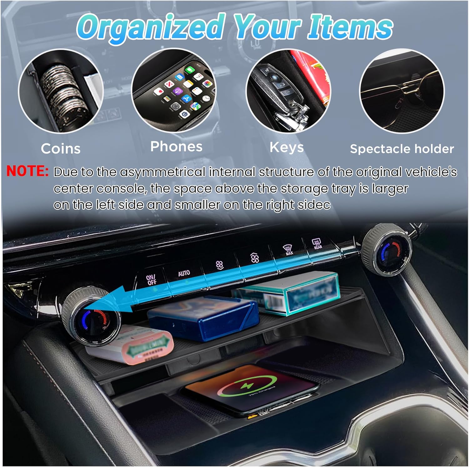 Center Console Organizer Compatible with 2024-2026 Chevy Traverse Interior Accessories, Storage Box Insert Divider Compartment Tray; Not fit for 2024 Chevy Traverse Limited