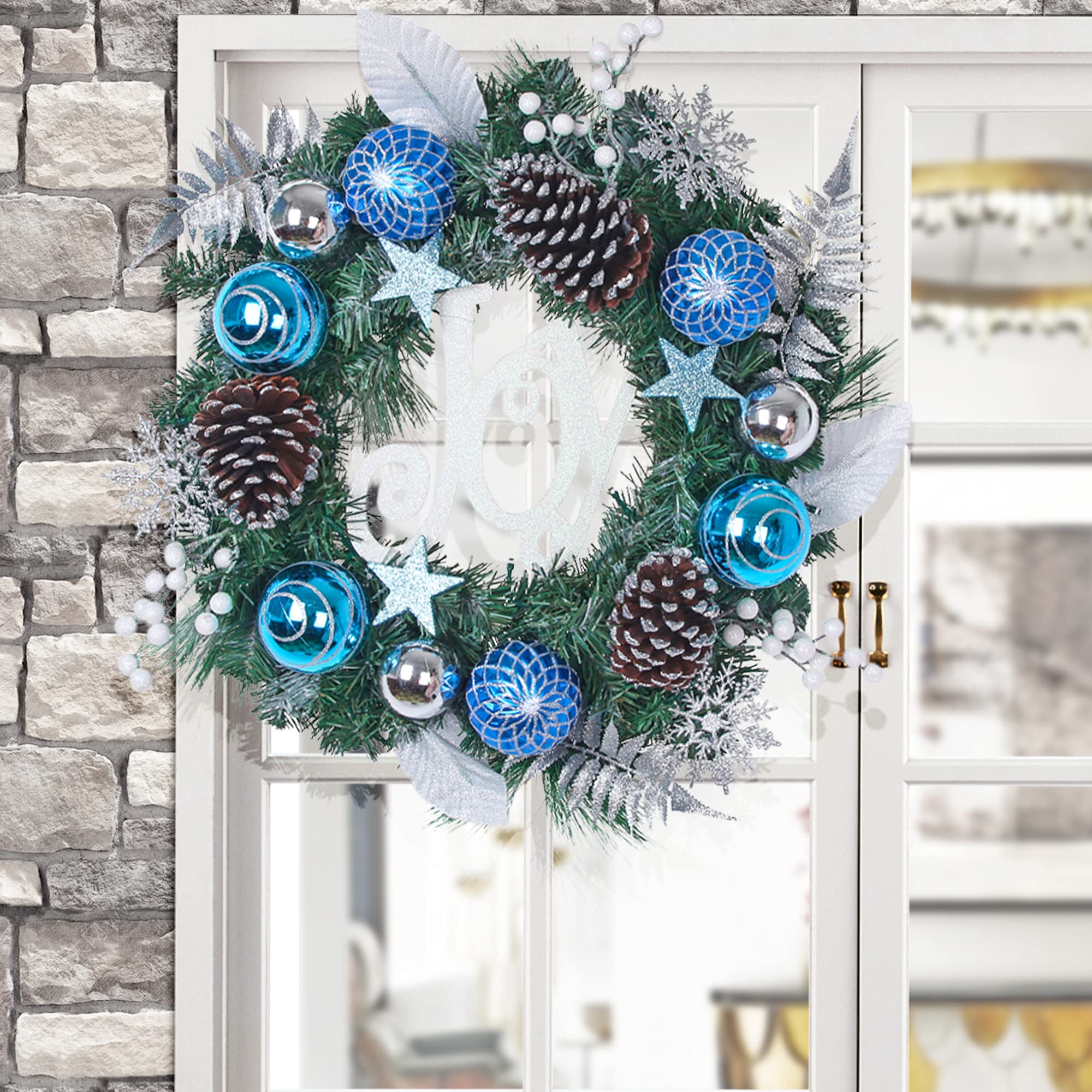 Amazon.com: Seegarden Christmas Wreath for Front Door, Pre-Lit 24