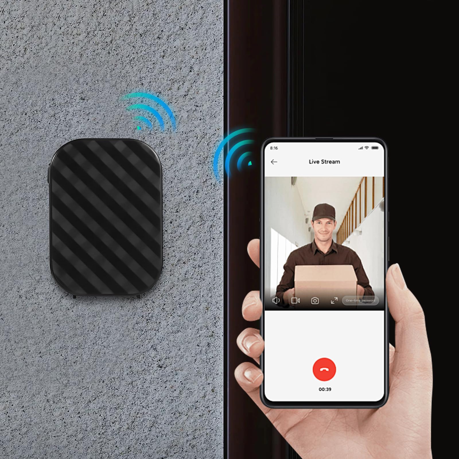 Timbre de puerta inteligente con cámara gran angular de 3 MP, 110°, volumen ajustable y varios tonos de llamada, compatible con memoria SD y nube, WiFi, 5200 mAh, resistente al agua