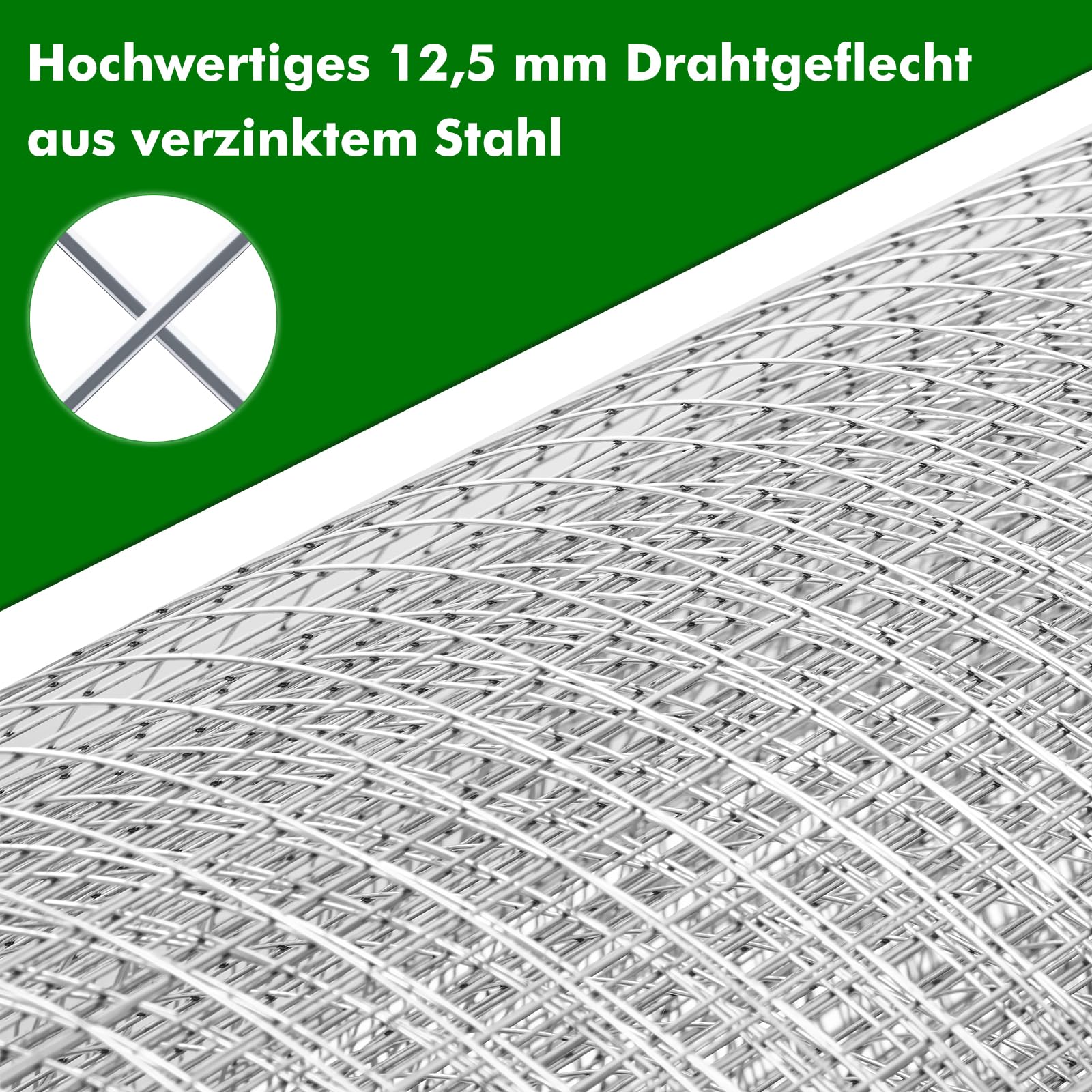 1 m x 25 m de alambre para conejos, 100 cm, malla para conejos, alambre para aviario, 12 x 12 mm, rejilla para topos, rejilla para roedores para bancal alto, valla, alambre de pollo, valla de malla