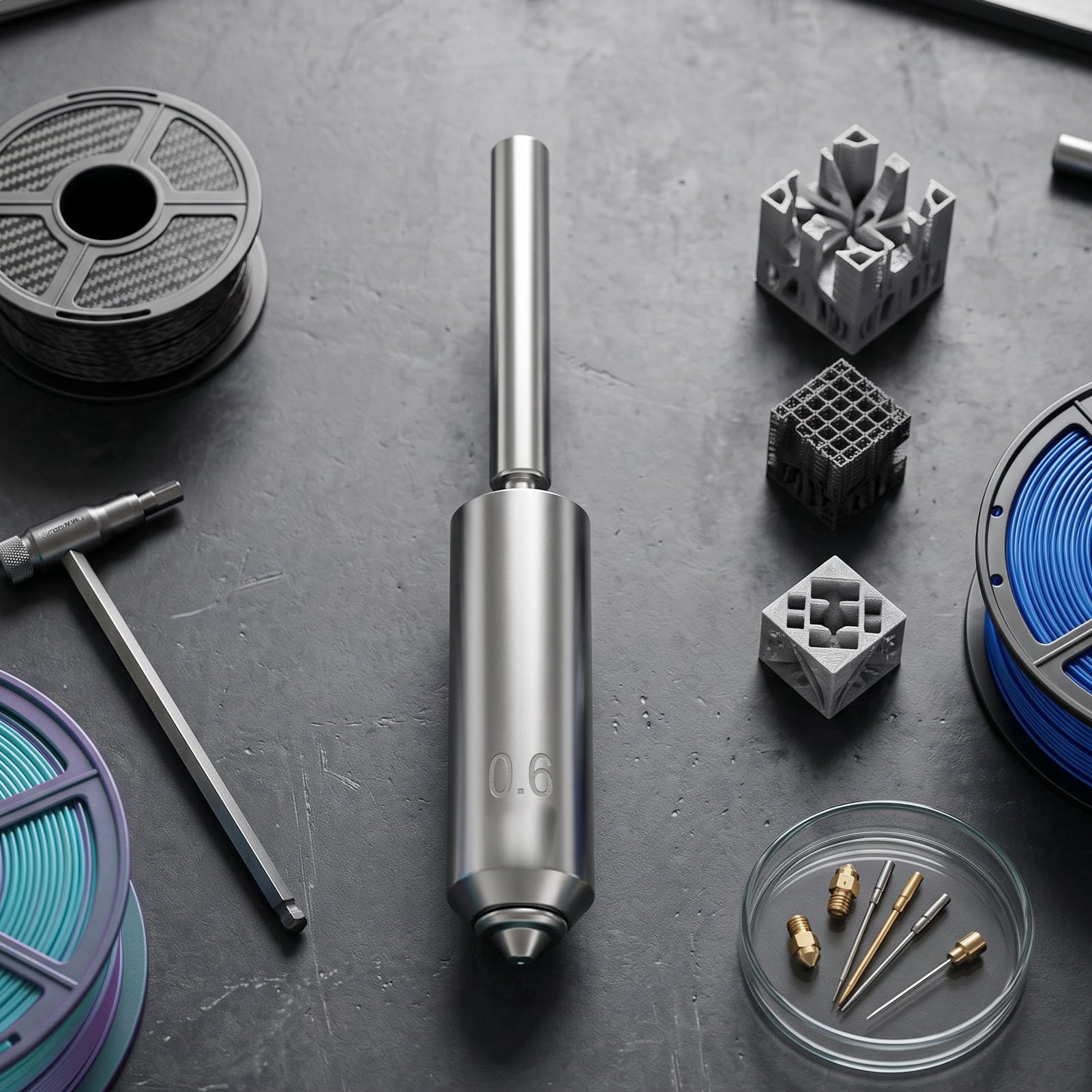 EMUKOEP Boquilla para Impresora 3D, Hotend de Acero Endurecido Integrado | Intercambio a Presión sin Herramientas, Resistente Al Calor hasta 350 ℃, Diseño sin Costuras Antifugas, Alto Flujo para 600