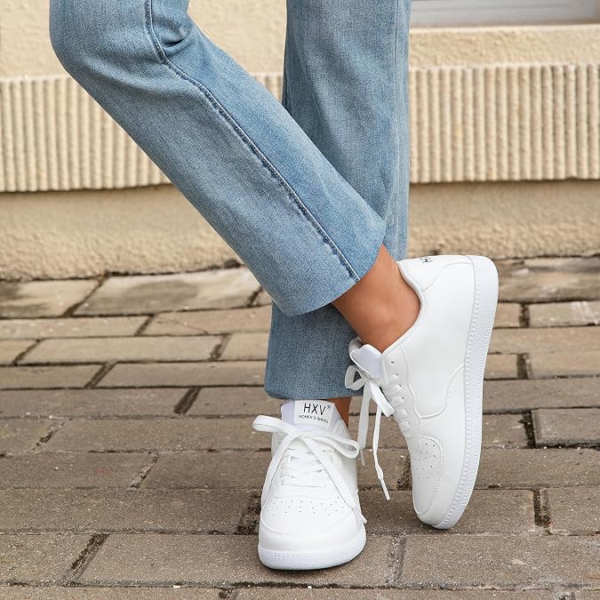 Sneakers for Women Women's Classic Tennis Sneakers Fashion Casual Lace-Up Shoes Ladies Flats Round Toe Low Top Comfortable Dress Work Walking Trendy Zero Drop Shoes
