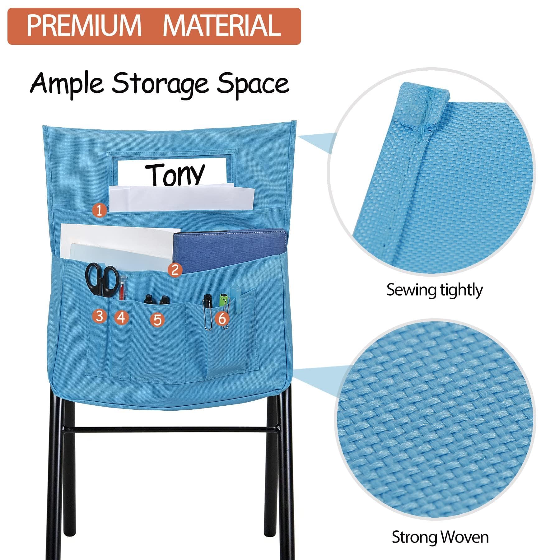 6 Stück Grüne Stuhltaschen Für Klassenzimmer - Organizer Für Schulstühle