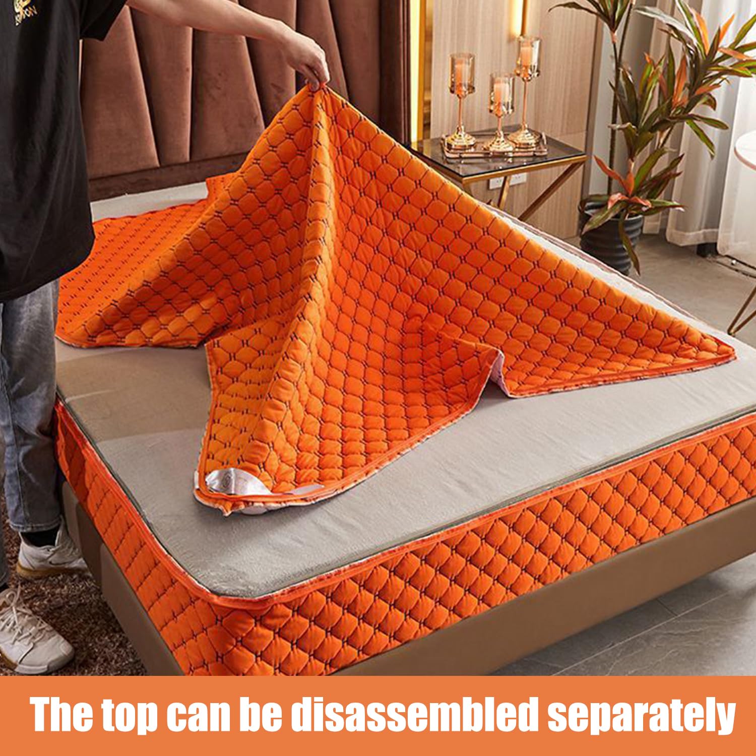 Gelb,90x200+15cm, Anpassbare Full Zip Matratzenschutz Abdeckung Atmungsaktiv&Anti Staub Matratze Ummantelung Abdeckung Doppel/King Komfortables Spannbettlaken Matratzenbezug Waschbar