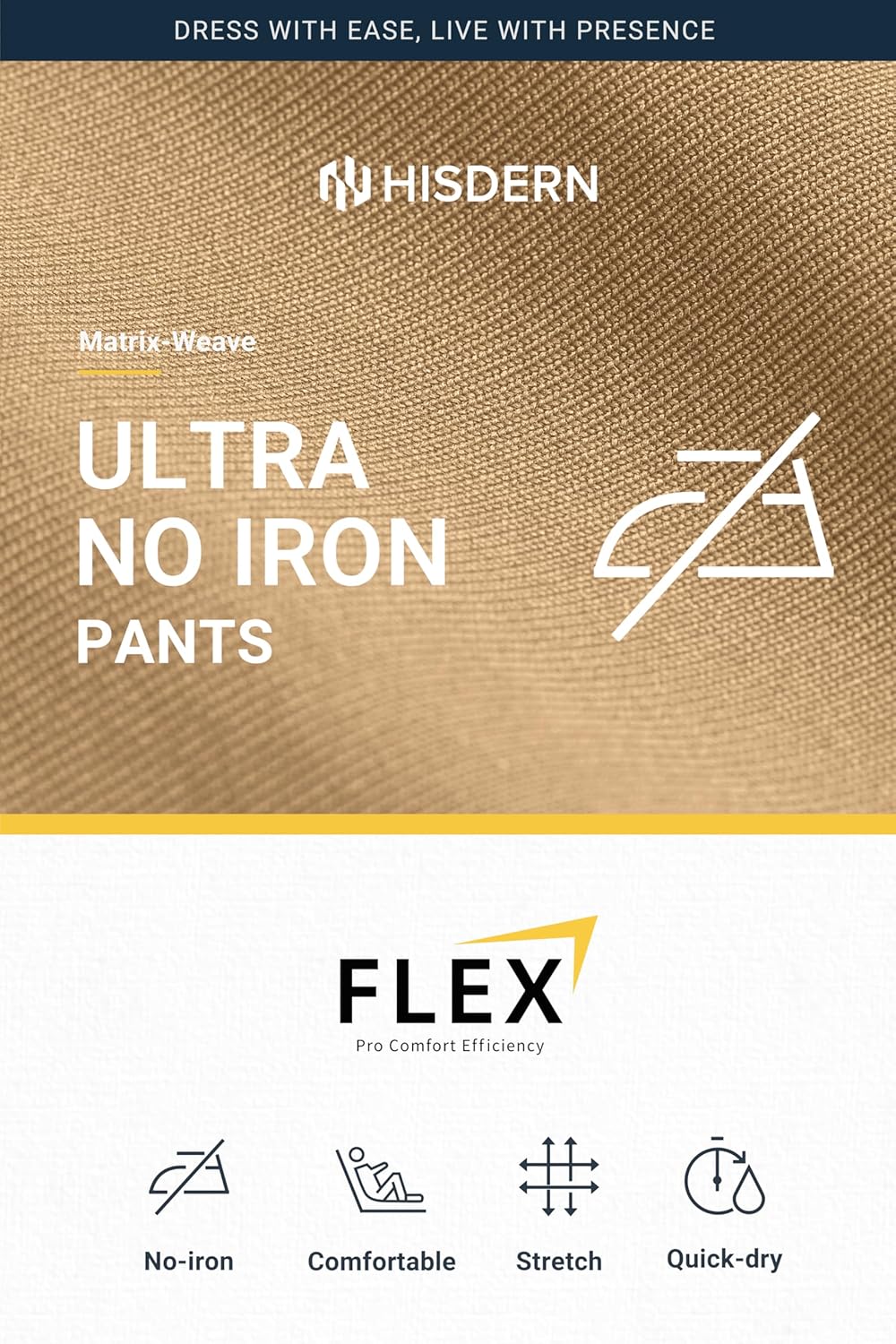 HISDERN Flex 501 Men's No Iron Dress Pants Golf Pants 30"/32" Stretch Quick Dry for Business Work Casual with 5 Pocket - Image 5