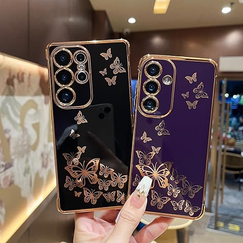 Miniatura 3 de ZTOFERA Funda protectora para Galaxy S22 Ultra, para mujeres, lindo borde dorado galvanizado, a prueba de golpes, delgada, suave, TPU, para niñas y