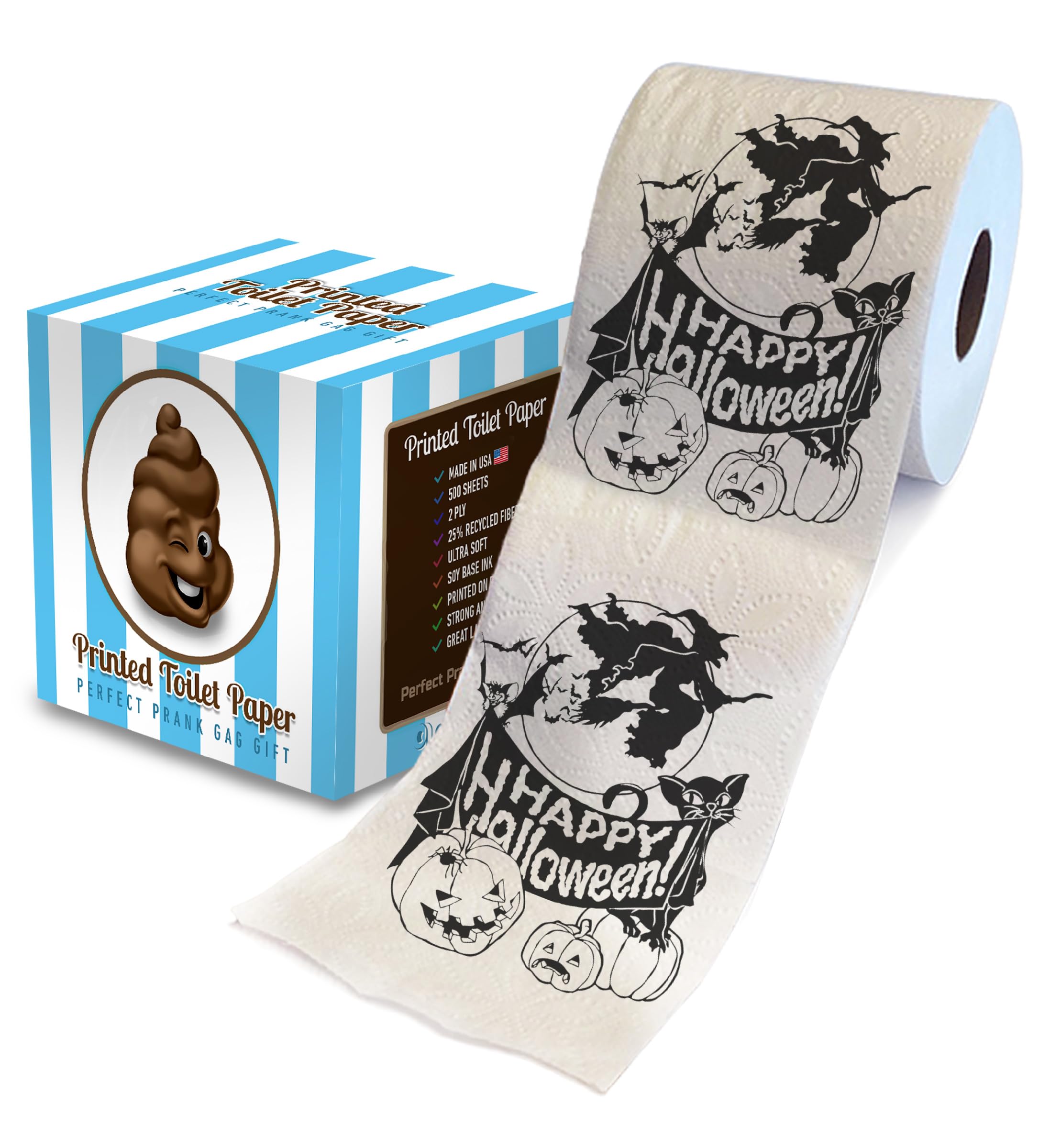 Amazon.com: Printed TP Happy Halloween Printed Toilet Paper Gag