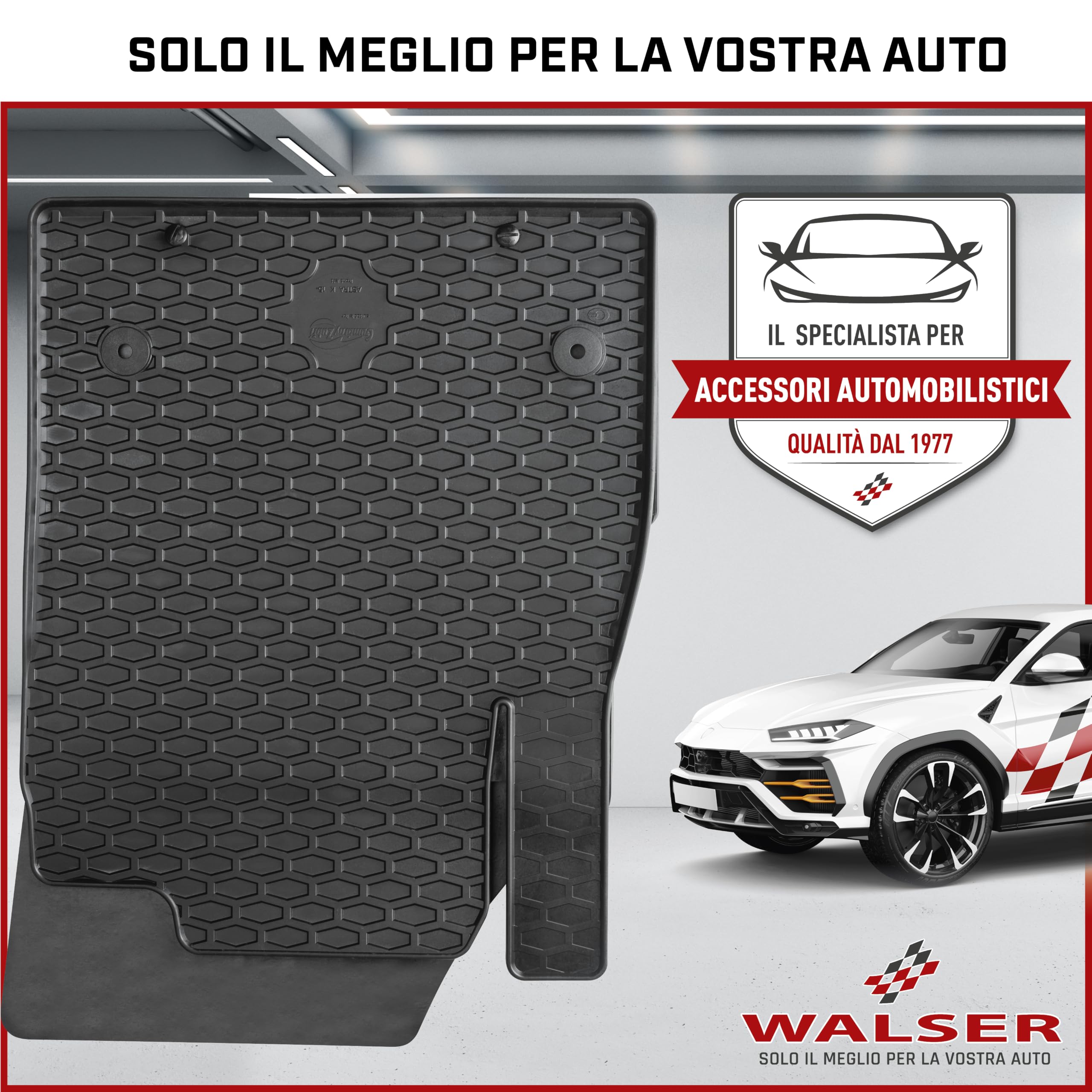 WALSER Tappetini in gomma DirtGuard su misura compatibile con Citroen Jumper II/Fiat Ducato/Peugeot Boxer 2006-Oggi, Opel Movano C 2021-Oggi