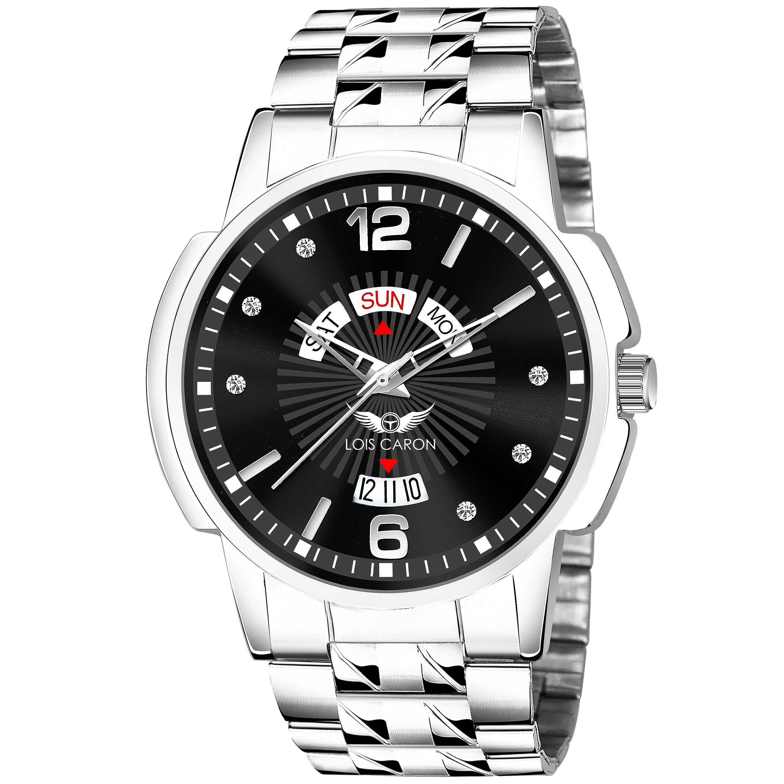 LOIS CARON Day & Date Functioning Steel Strap New Quartz Analog Watch - for Men (LCS-8305)