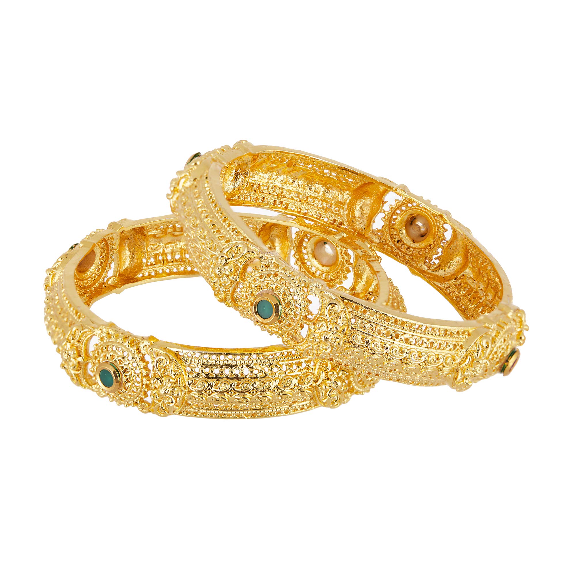 ZENEME Bangle Gold Plated Copper CZ Stone Studded Precious Celebrity Devsena Inspired Bangle Traditional Jewellery Girl and Women (2.4) (B07HKNYXKM) Amazon Price History, Amazon Price Tracker