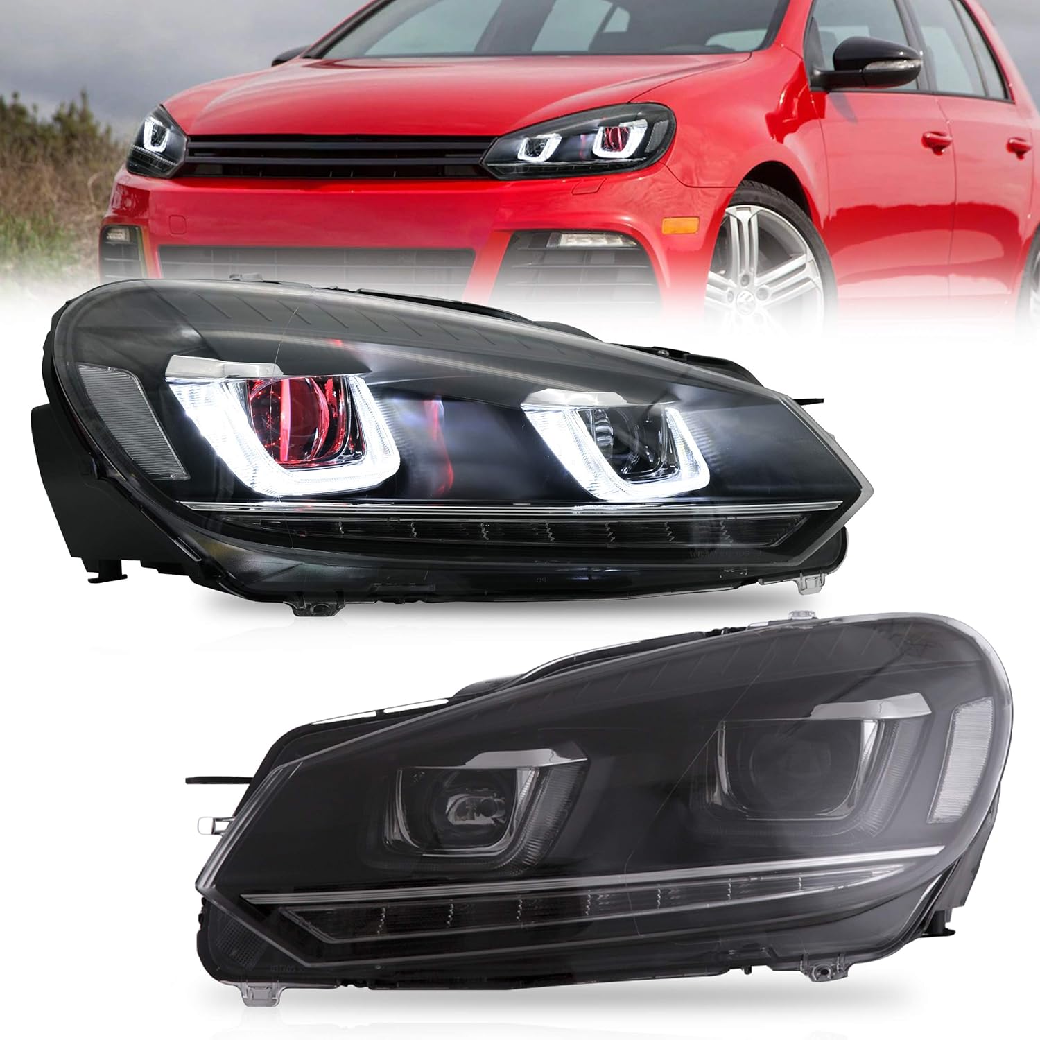 Buy VLAND Headlight Assembly Fit for 2010 2011 2012 2013 GOLF 6 MK6
