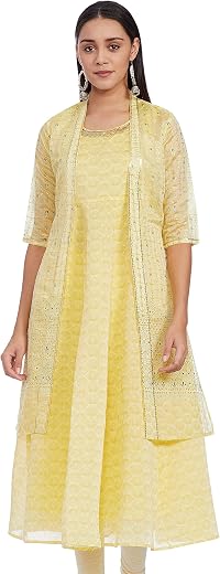 Aurelia Women's Rayon Regular Fit Printed Kurta Regular Gilet