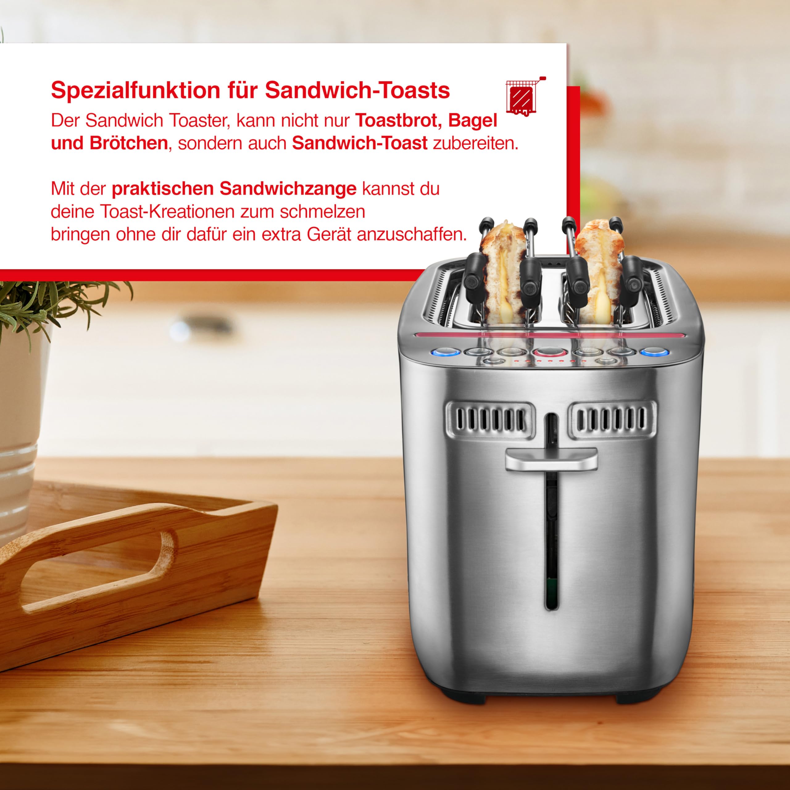 Solis Sandwich Toaster 8003 Toster do tostów - Nadziewane tosty - Funkcja turbo - Funkcja bajgla - Bardzo szerokie szczeliny - 7 poziomów złocenia - w tym 2 zaciski do kanapek