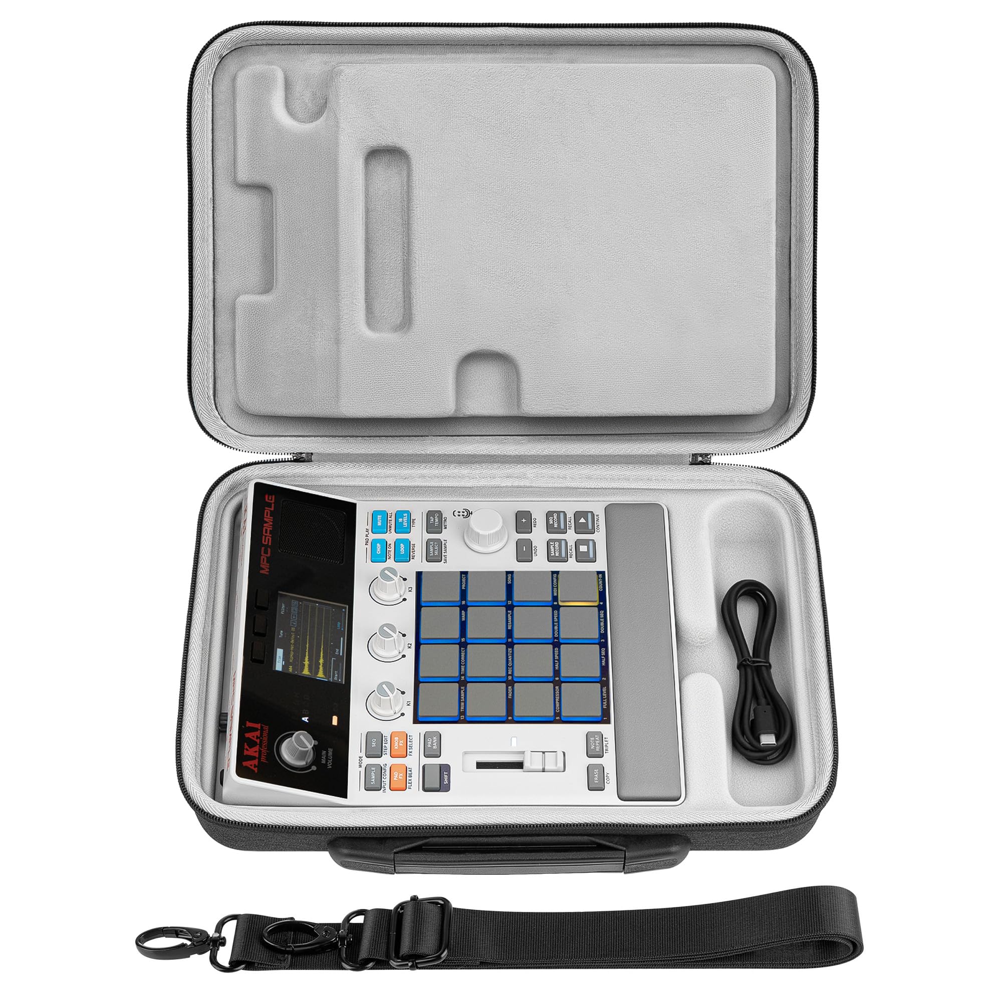 GEEKRIA Custodia rigida da viaggio compatibile con Akai Professional MPC Sample Portable Groovebox, borsa da trasporto per sampler audio (grigio scuro)
