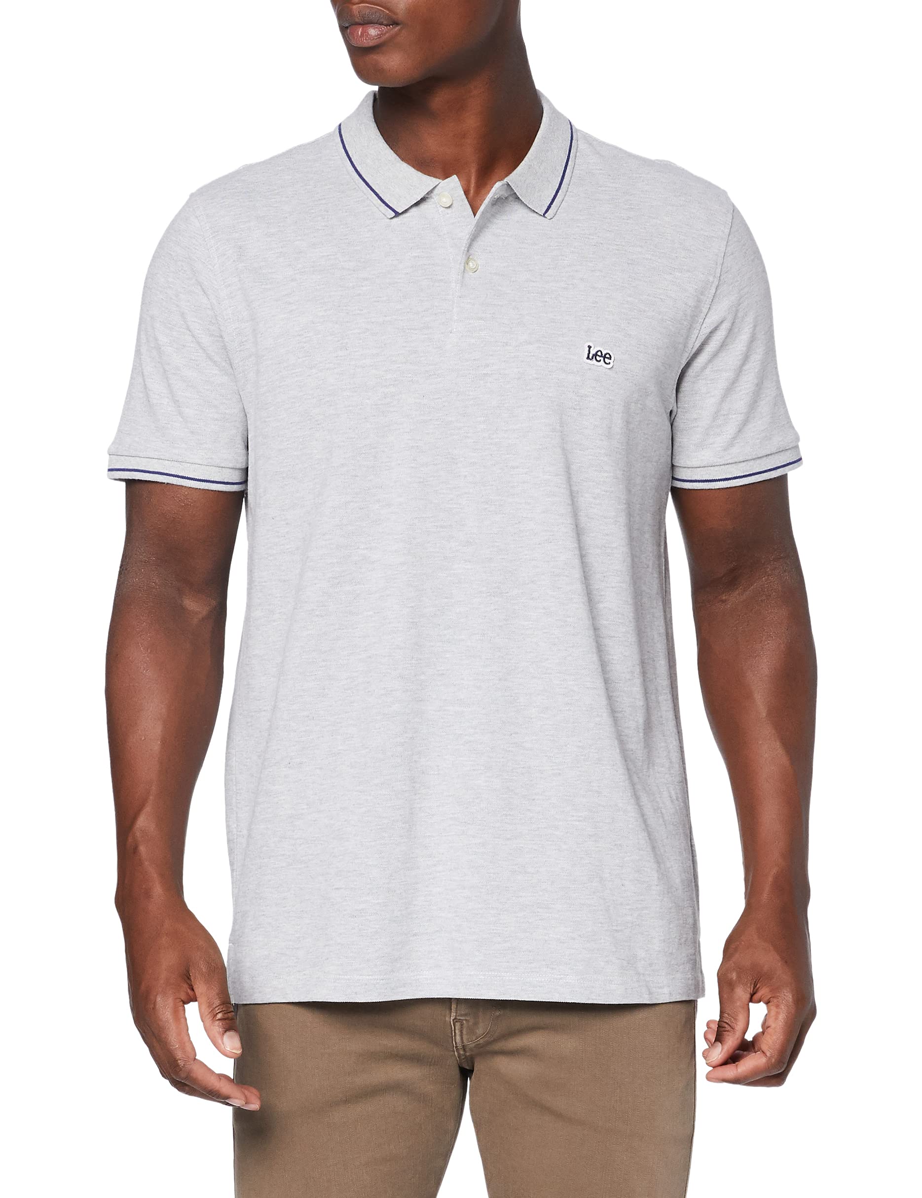 Lee Men's PIQUE POLO T - Shirt, Ecru (Sharp Gray Mele 03),Small