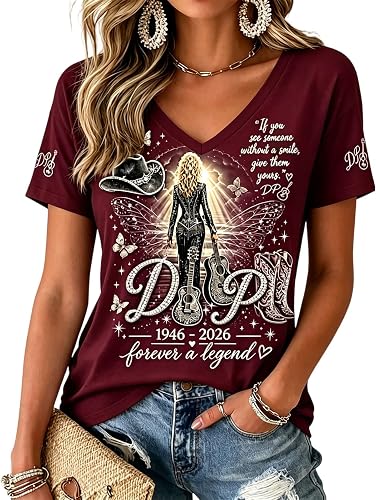 Dolly Shirts for Women Parton Retro Country Music Tee Memori