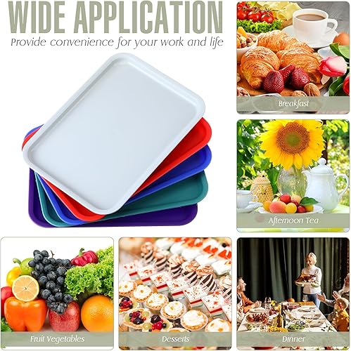 Miniatura 7 de Sintuff 20 bandejas plásticas de arte coloridas bandejas de almuerzo de comida rápida, manualidades a granel, organizador de servicio sensorial para