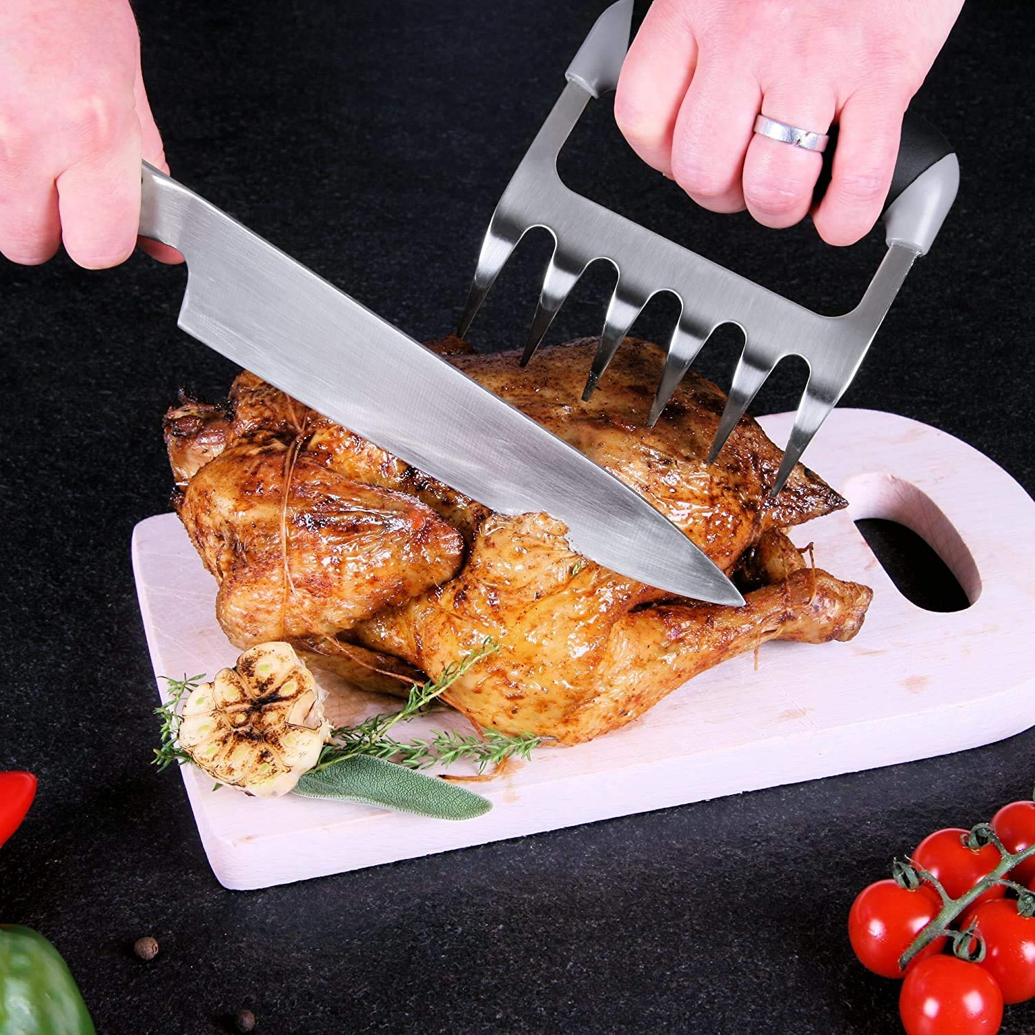 Fleischkrallen aus rostfreiem Stahl Bärentatzen Krallen Cutter Teiler Kochutensilien zum Grillen Rindfleisch, Brust, Pute und Braten 1 Paar