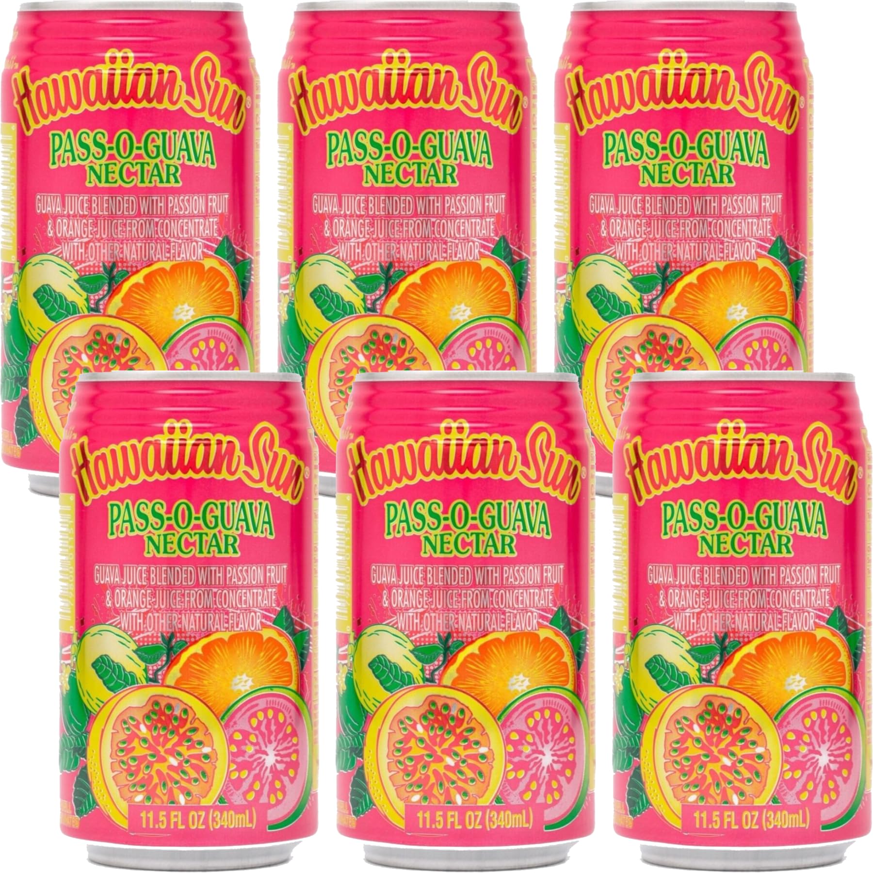 Hawaiian Sun Drinks Pass-o-Guava Nectar x cans) Tropical  Refreshing Juice