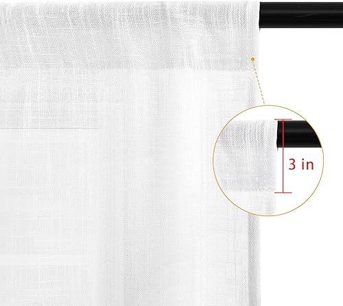Miniatura 6 de DWCN Cortinas traslúcidas de lino sintético de 84 pulgadas de largo, juego de 2 paneles de cortina semi filtrante de luz con bolsillo superior para