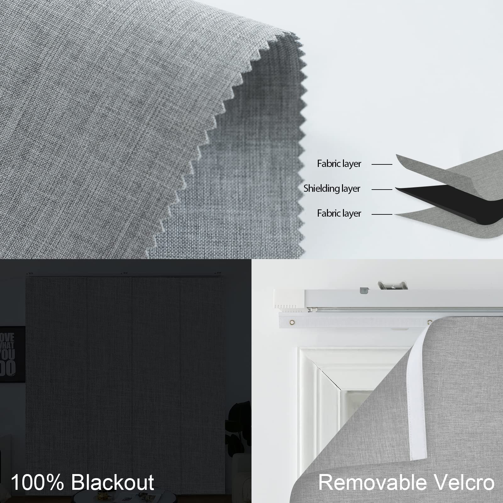 Yoolax Costom smart panel track blinds,motorized sliding panel blinds