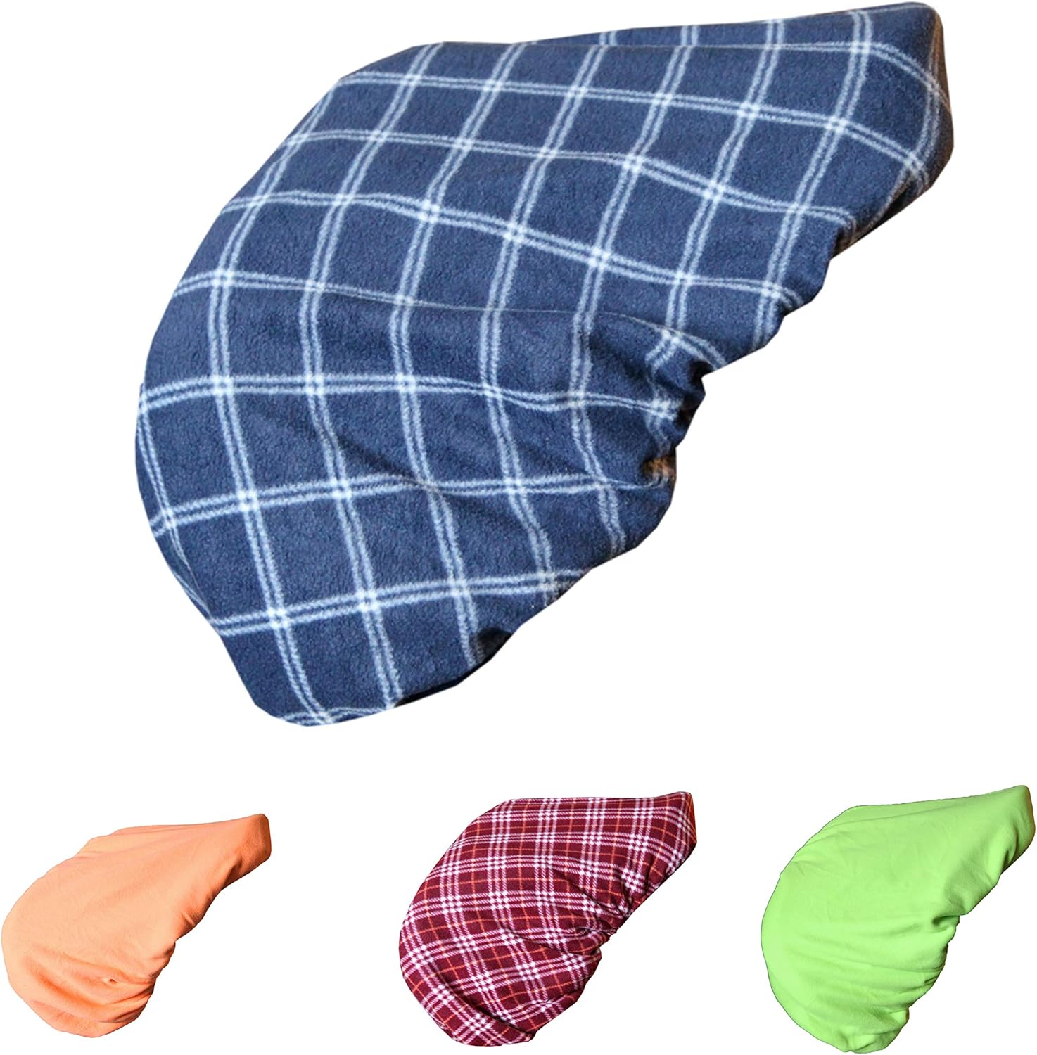 Majestic Ally All Purpose Double Layer Fleece Lined English Saddle Cover Fleece on Each Side of The Cover & Multiple Colors Available (Navy Check & Solid Black)