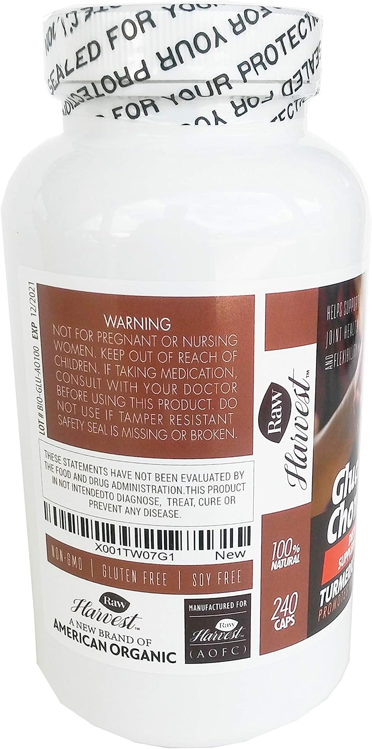 Glucosamine & Chondroitin with MSM, Turmeric, Ginger 240 Capsules 1500 mg per Serving