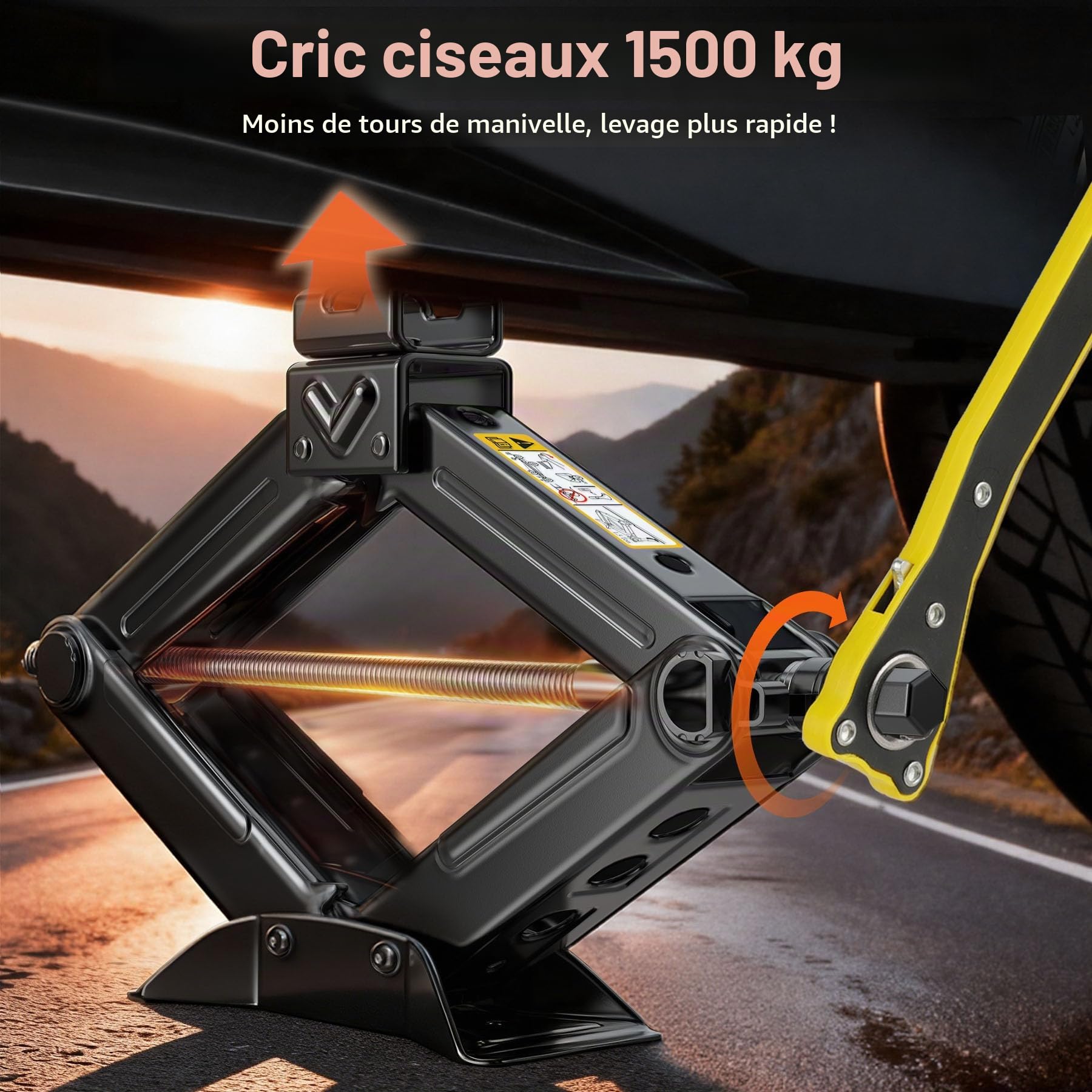 Forever Speed Jack Ciseaux pour Voiture SUV MPV Max 1.5T avec manivelle Manuelle Jack avec cric à cliquet