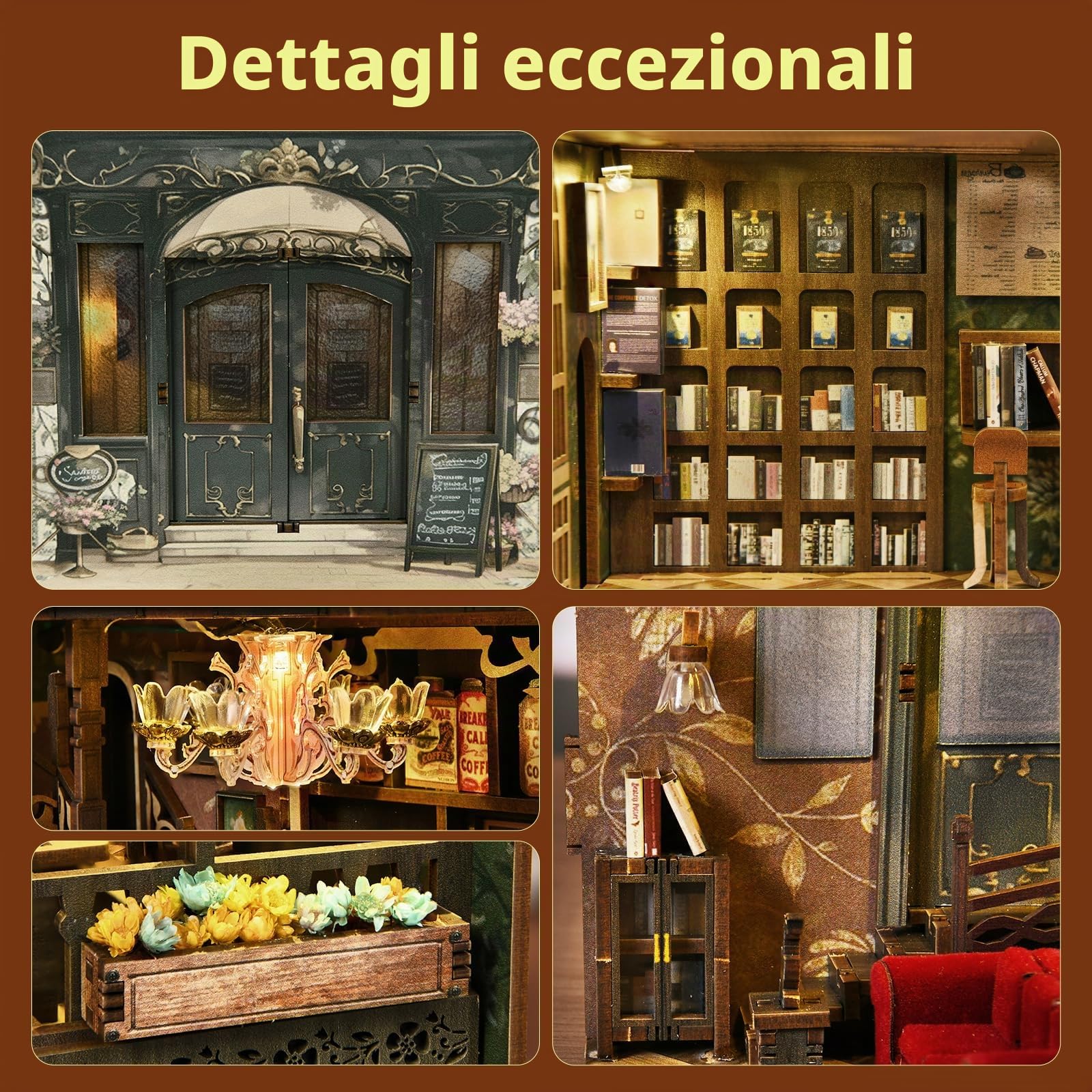 MiniCity Seasons Café Book Nook Kit, modello 3D in legno per libreria