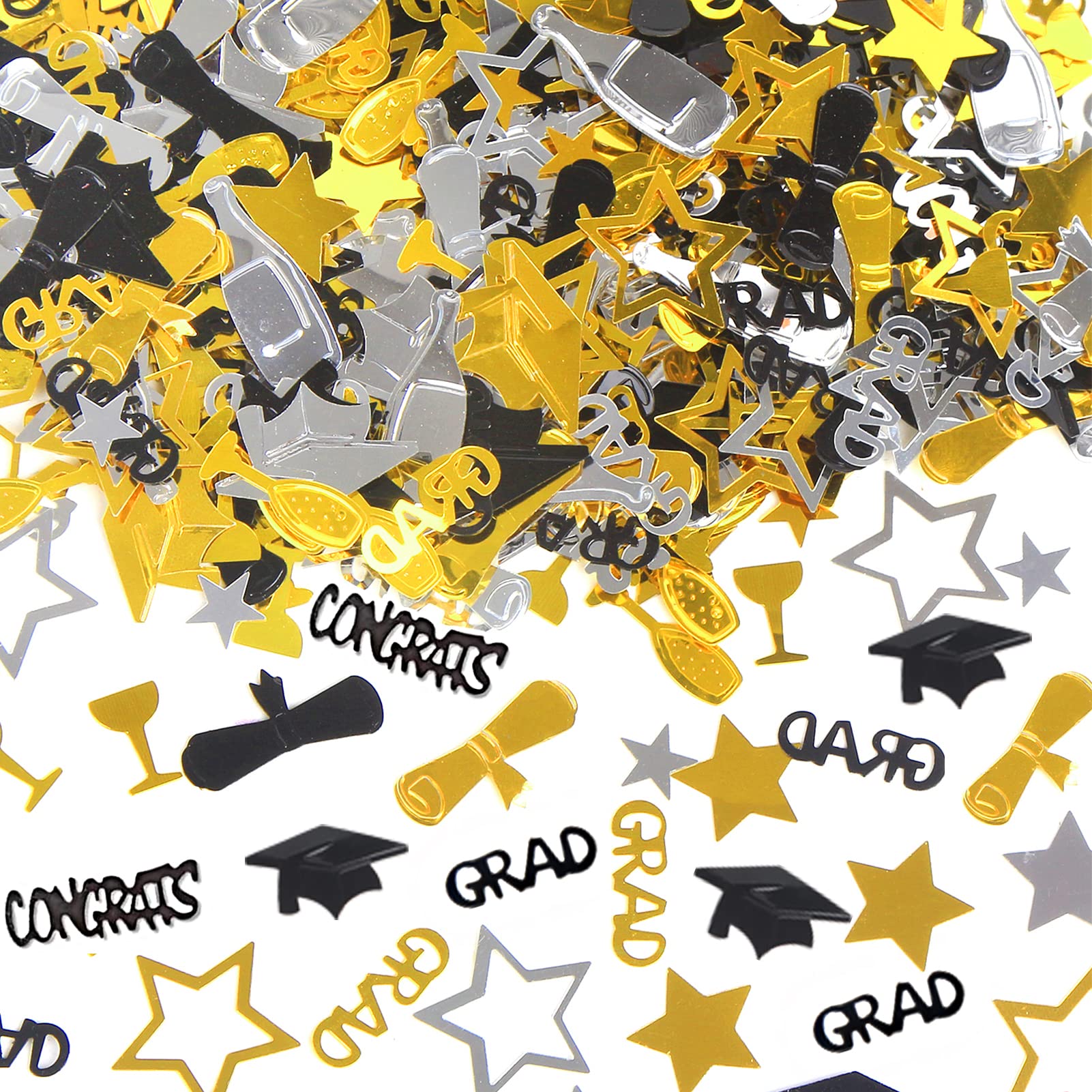 FOIMAS Graduation Confetti,3000pcs/2.3oz Congrats Grad Graduation Table Confettis Class of 2026 for Congrats Grad Party Decoration,Gold and Black