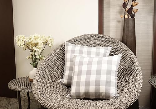 Miniatura 7 de Juego de 2 fundas de almohada cuadradas de búfalo a cuadros, 100% algodón para decoración de primavera y verano, sofá de cama de automóvil, 20 x 20