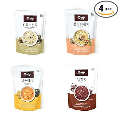 Amazon Com Bonjuk 高級韓國稀飯食品口味 4種口味